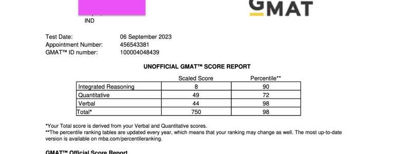 Pranav Srimal GMAT 750 GMAT 98th%ile GMAT30