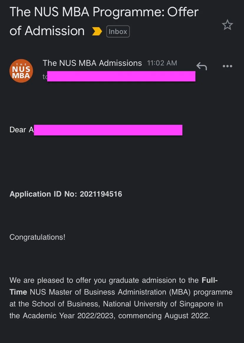 GMAT30 Anirbaan Admit NUS